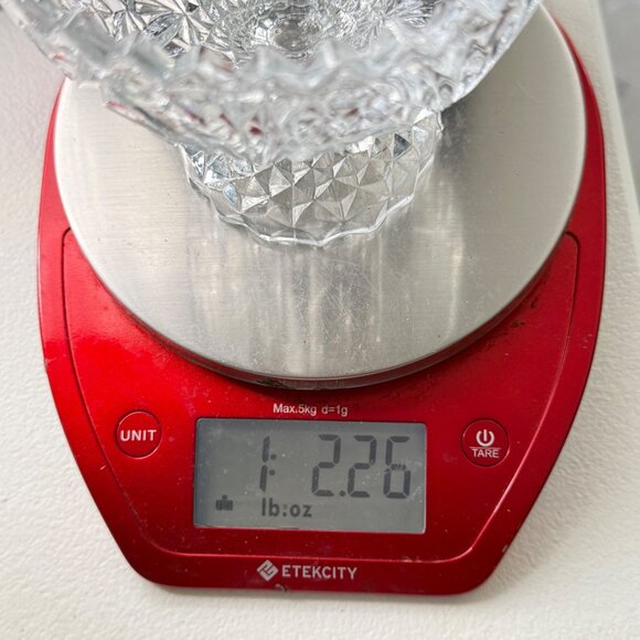 Vintage Footed Clear Cut Glass Bowl With Sawtooth Rim 5" Tall Heavy Decorative P - Picture 8 of 10